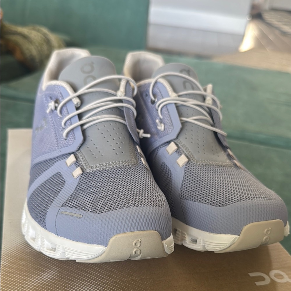 On Running Cloud Sneakers in Light Blue and White